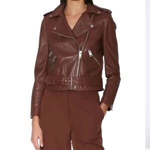 New Walter Baker Kingsley Leather Biker Jacket Size S lambskin
